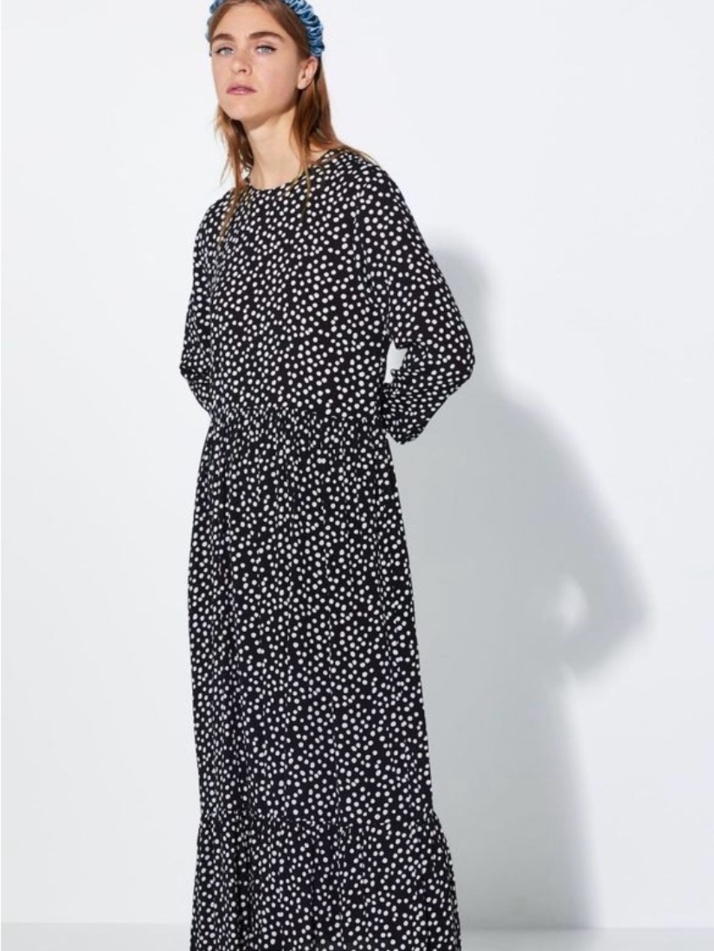 Zara Black and White Polka Dot Maxi Dress